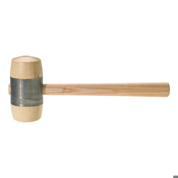 Holzhammer mit Metallmantel, Ø 80 mm, Weißbuchenkopf, Eschenholzstiel, 350 mm