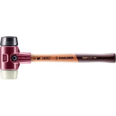 SIMPLEX-Schonhammer 3028.050 | Gummikomposition / Nylon | D=50 mm | Tempergussgehäuse & Holzstiel