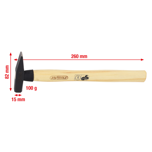 Schlosserhammer DIN 1041 mit Hickorystiel, 100 g