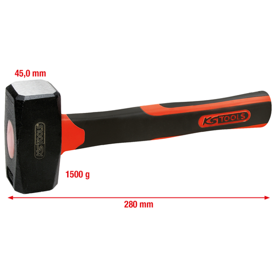 Fäustel mit Fiberglasstiel 1500 g – DIN 6475, geschmiedet