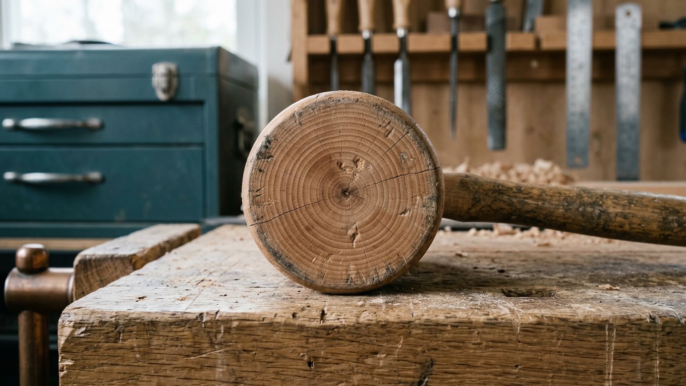 Hirnholz eines Buchenholz-Fäustelkopfs in Nahaufnahme