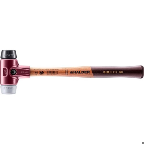 SIMPLEX-Schonhammer 3023.030 | TPE-mid / Gummikomposition | Tempergussgehäuse & Holzstiel | D=30 mm