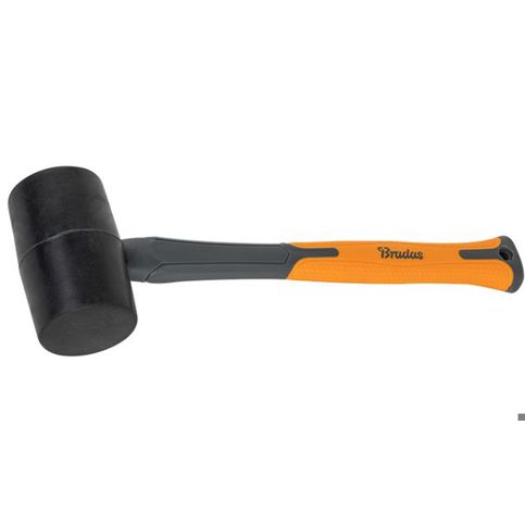 Bradas Gummihammer 450 g – 340 mm, Fiberglasstiel, rutschfester TPR-Griff, anthrazit/orange