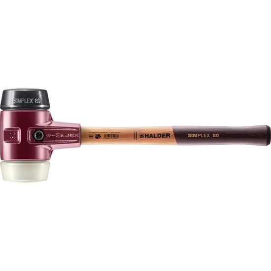 SIMPLEX-Schonhammer 3028.080 mit Gummi-/Nylon-Einsatz, D=80 mm, Tempergussgehäuse & Holzstiel