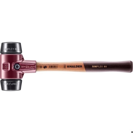 SIMPLEX-Schonhammer 3002.060 | D=60 mm | Gummikomposition mittelhart | Tempergussgehäuse | Holzstiel