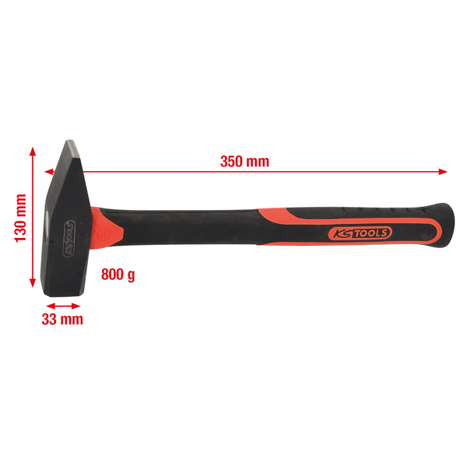Schlosserhammer 800 g nach DIN 1041 mit Fiberglasstiel