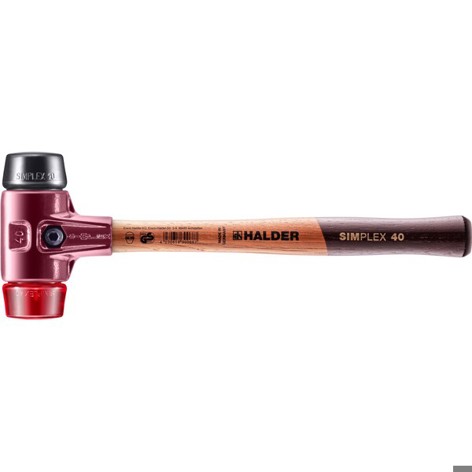 SIMPLEX-Schonhammer Serie 3026 mit Gummi-/Plastik-Einsatz, D=40 mm, Temperguss-Gehäuse und Holzstiel (3026.040)