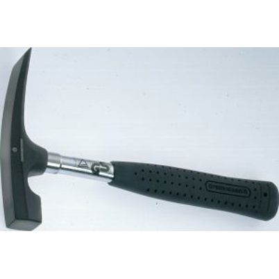 Maurerhammer 600 g Rheinische Form mit Stahlrohrstiel & Kunststoffgriff, glatt