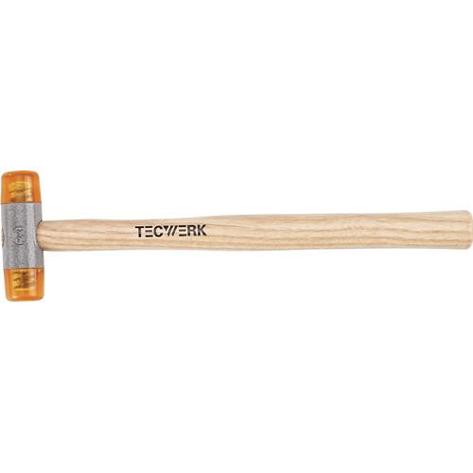 TECWERK Plastikhammer mit CA-Schlagkopf Ø 27 mm, Kopflänge 88 mm, Holzstiel