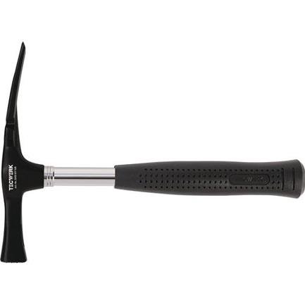 TECWERK Maurerhammer 600 g, Berliner Form, geraut, Stahlrohrstiel mit Stiftsicherung